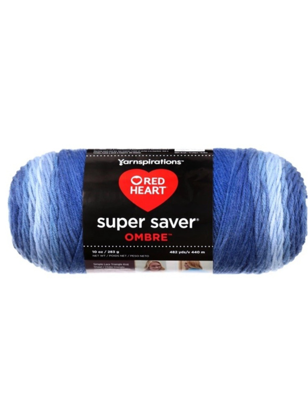 Red Heart Super Saver Ombre Yarn True Blue 10oz 482yds Acrylic Knitting Crochet